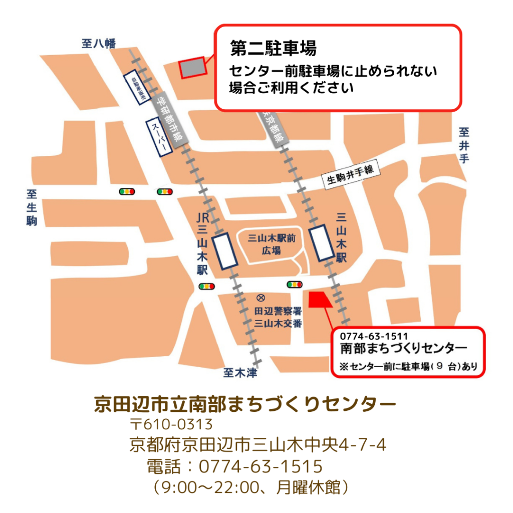 京田辺市立南部まちづくりセンター付近図